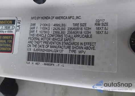 2017 Honda Cr-V Ex from USA, damaged, VIN 5J6RW2H55HL024137